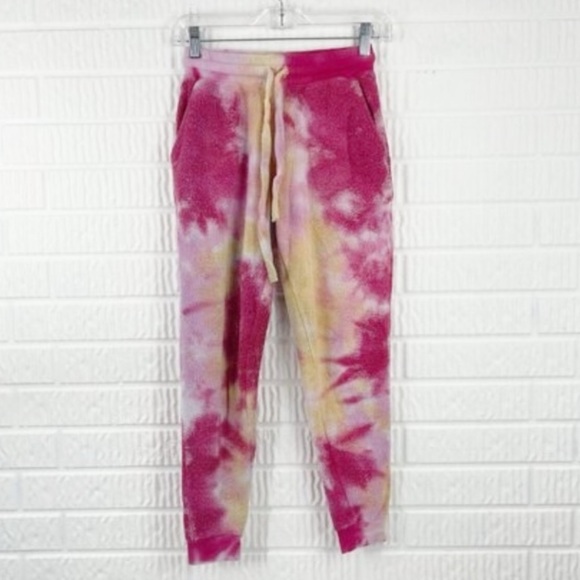 Soft Serve SweatPants Womens XS Pink Tie Dye Cloud Cotton Drawstring Waist - Picture 1 of 7